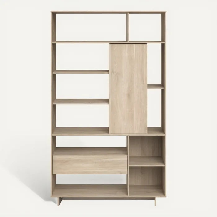 **Technische Titel in het Nederlands:** Eenvoudige Houten Boekenkast met Open Planken en Deur